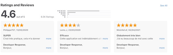 notes clients de l'application Mosalingua sur App store