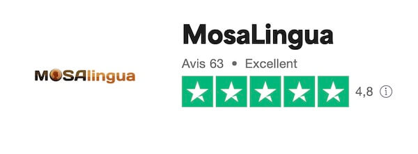 notes clients de l'application Mosalingua sur Trust Pilot