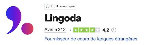notes clients de l'application lingoda sur Trust Pilot